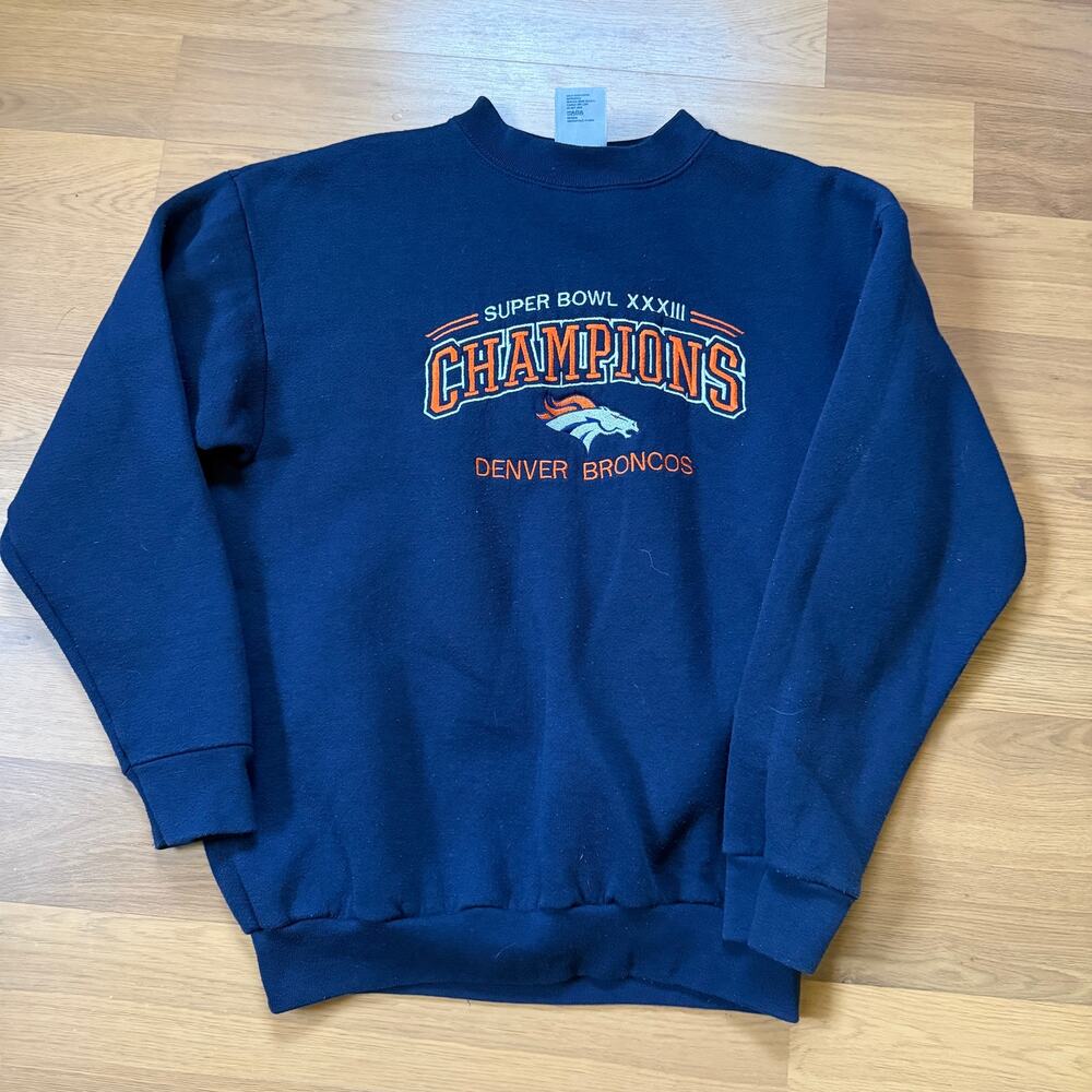 Vintage 90's Denver Broncos Super Bowl XXXIII Blue Crewneck Sweatshirt Sz Medium